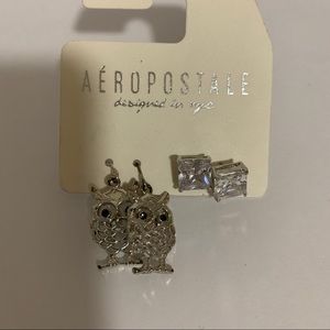 Aeropostale Owl and Stud Earring Set
